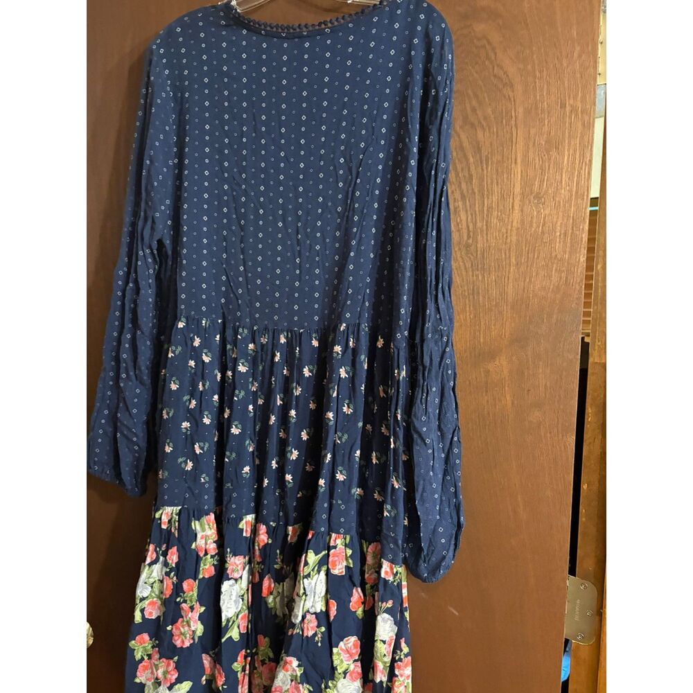 Matilda Jane Women's XXL.  Long sleeve dress. blue. floral.